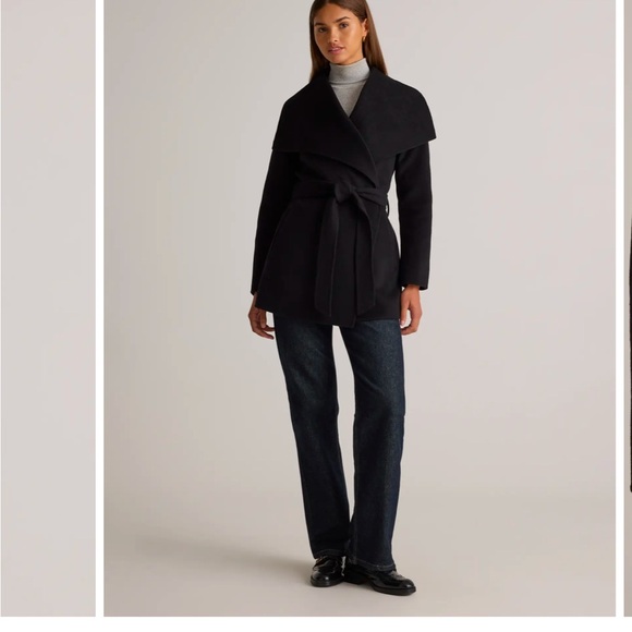 Quince - Double-Faced Merino Wool Draped Collar Short Wrap Coat small - Picture 3 of 6